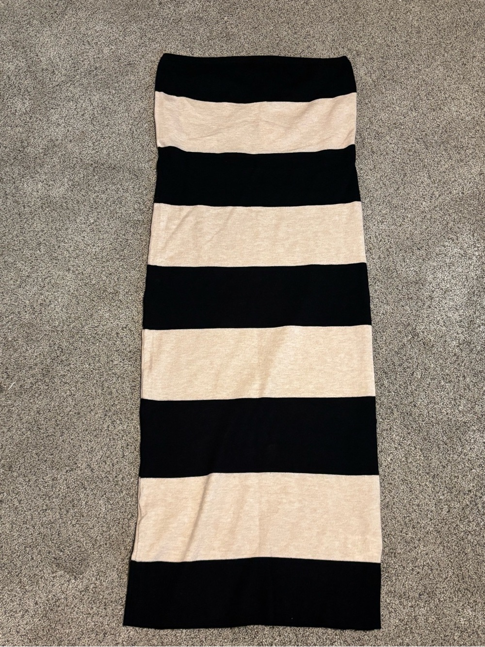 Striped Strapless Black and Cream Tube Dress